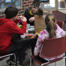 Patrons enjoy snacks provided by the Friends of the Library